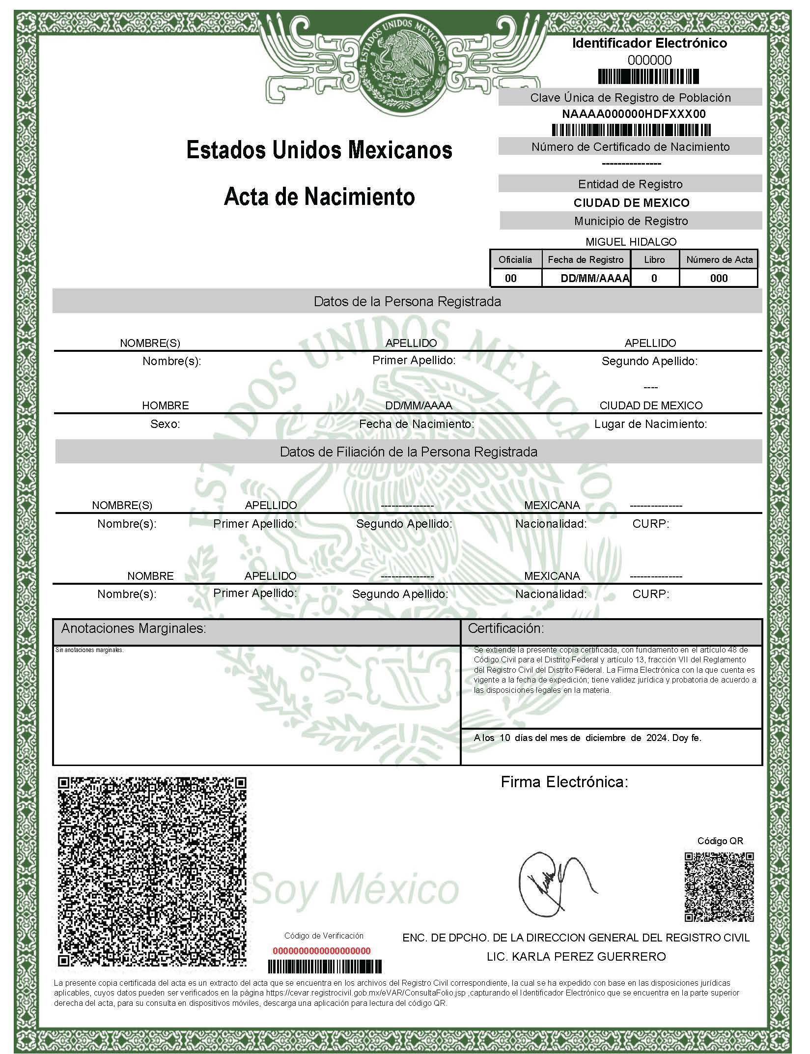 Muestra PDF: acta de nacimiento México (documento para traducción certificada)